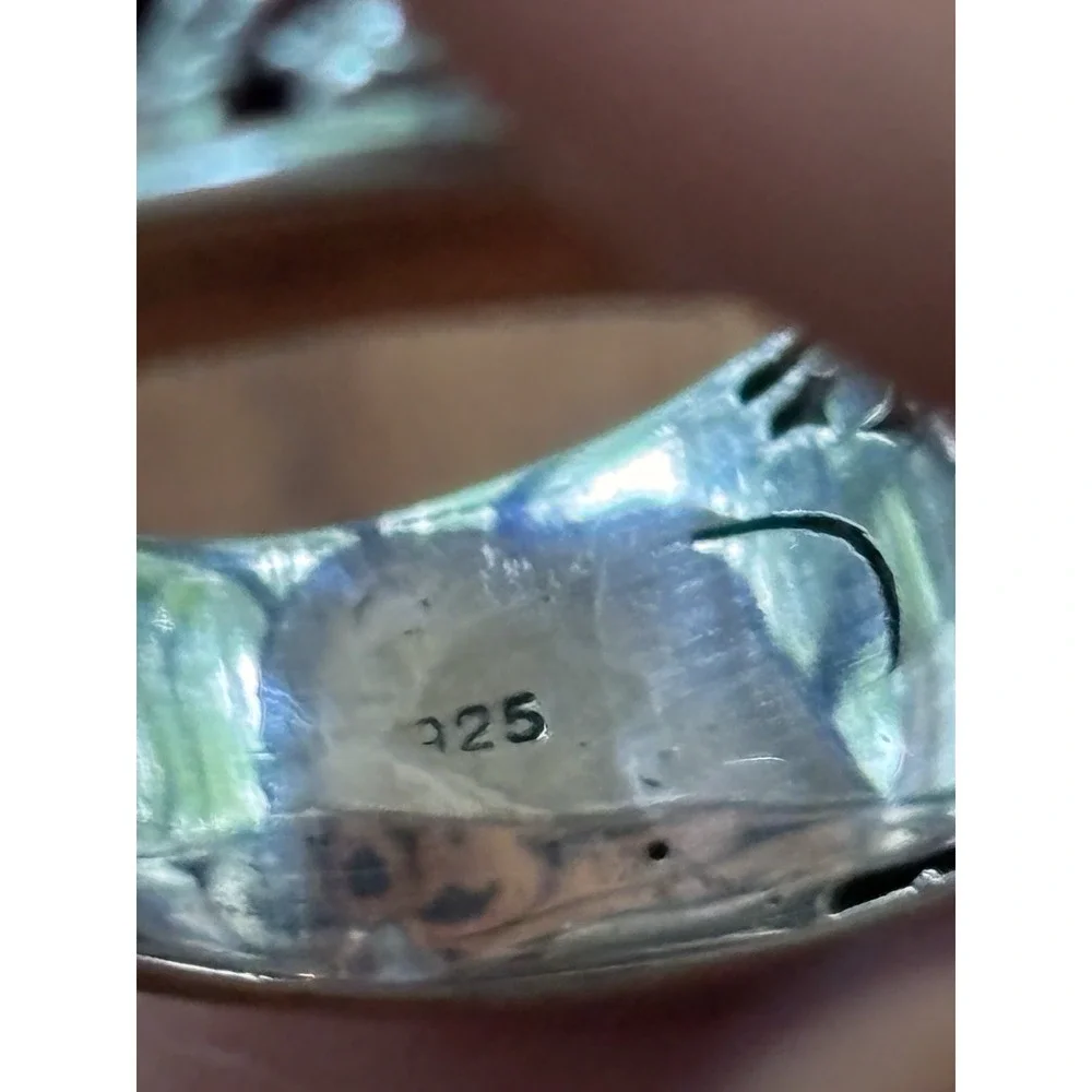 Vintage BJC Blue Topaz Ring Woven Byzantine  Sterling Silver Sz9.5